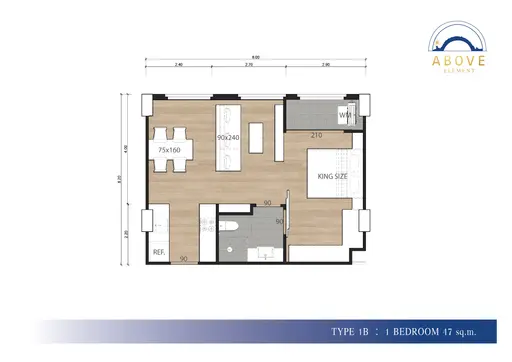 Above Element Condominium — غرفة نوم واحدة (47 متر مربع) - صورة 5