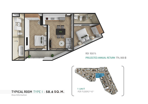 The Zero Bang Tao — 2 Bedroom (58 sqm) - 照片 4
